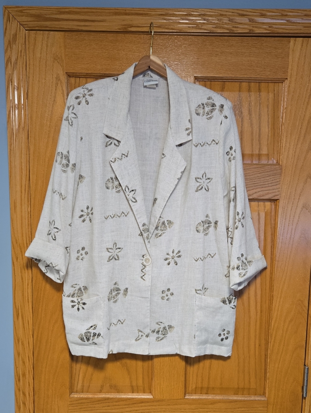 Light Linen Floral/Sea Print Button Jacket